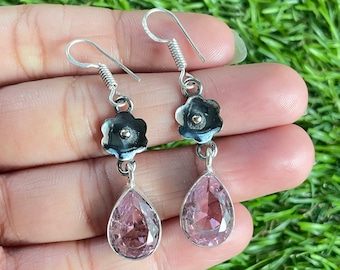 Pink Kunzite Earrings Pink Kunzite 925 Sterling Silver Gemstone Handmade Earring Pink Kunzite Earrings For Women Kunzite Silver Earrings Her