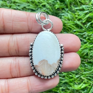 Scolecite Pendant 925 Sterling Silver Pendant Scolecite Gemstone Moon Shape Handmade Silver Gemstone Jewelry Scolecite Pendant For Necklaces