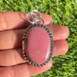 Rhodonite Pendant 925 Sterling Silver Pendant Rhodonite Gemstone Handmade Silver Gemstone Jewelry Rhodonite Silver Pendant For Necklaces