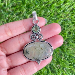 Prehnite Pendant 925 Sterling Silver Pendant Prehnite Gemstone Pendant Handmade Silver Gemstone Jewellery Prehnite Pendant For Necklaces