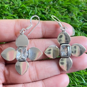 White Topaz Earrings White Topaz 925 Sterling Silver Gemstone Handmade Earring White Topaz Dangle Earrings For Women Topaz Earrings For Gift
