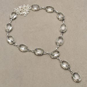 White Topaz Necklace White Topaz Gemstone 925 Sterling Silver Necklace White Topaz Silver Jewelry Handmade Topaz Jewelry Necklace For Gift