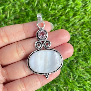 Mother of pearl Gemstone Pendant 925 Sterling Silver Pendant Mother of pearl Gemstone Pendant Handmade Silver Jewelry Pendant For Necklaces