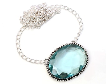 Handmade Blue Topaz 925 Sterling Silver Necklace
