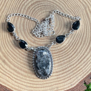 Mystic Merlinite Necklace Mystic Merlinite Gemstone Necklace 925 Sterling Silver Necklace Mystic Silver Jewelry Handmade Merlinite Jewelry