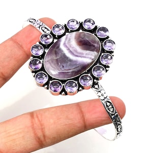 Amethyst Cuff 925 Sterling Silver Bangle Amethyst Gemstone Bracelet Handmade Amethyst  Silver Jewelry Bangle Gift Bracelets For women