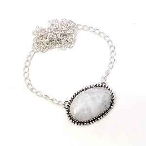 Moonstone Necklace Moonstone Gemstone 925 Sterling Silver Necklace Moonstone Silver Jewelry Handmade Moonstone Jewelry Necklace