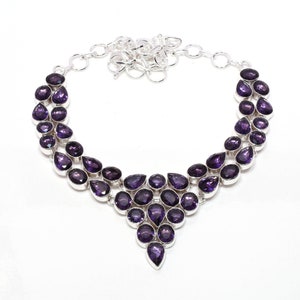 Amethyst Necklace Amethyst Gemstone Necklace 925 Sterling Silver Necklace Jewelry Handmade Amethyst Gemstone Jewelry For Gift