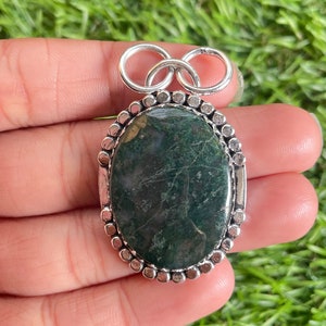 Moss Agate Pendant 925 Sterling Silver Pendant Moss Agate Gemstone Handmade Silver Gemstone Jewelry Moss Agate Silver Pendant Jewellery