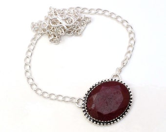 Ruby Necklace Ruby Gemstone Necklace 925 Sterling Silver Necklace Ruby Silver Jewelry Ruby Jewelry For Her