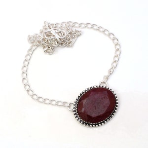 Ruby Necklace Ruby Gemstone Necklace 925 Sterling Silver Necklace Ruby Silver Jewelry Ruby Jewelry For Her