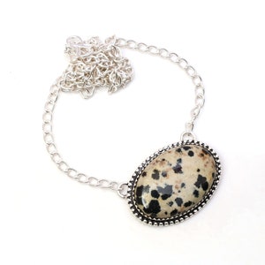 Dalmatian Jasper Necklace Dalmatian Jasper Gemstone Necklace 925 Sterling Silver Necklace Dalmatian Jasper Silver Jewelry Handmade Jewelry