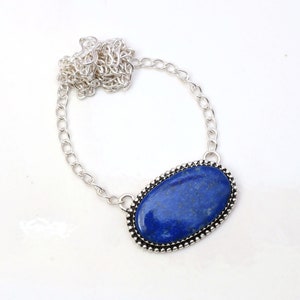 Lapis Lazuli Necklace Lapis Lazuli Gemstone 925 Sterling Silver Necklace Lapis Lazuli Silver Jewelry Handmade Lapis Lazuli Jewelry Necklace