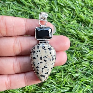 Dalmatian Jasper Gemstone Pendant 925 Sterling Silver Pendant Dalmatian Jasper Gemstone Pendant Handmade Silver Pendant For Necklaces Women