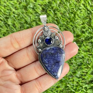 Blue Sapphire Pendant 925 Sterling Silver Pendant Sapphire Gemstone Pendant Handmade Silver Gemstone Jewelry Sapphire Pendant For Necklaces