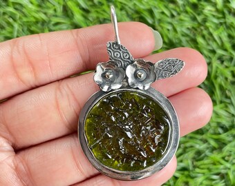 Collana Con Moldavite Naturale In Argento 925 - Confezione Regalo E Ga E Certificato Collana Con Moldavite Naturale In Argento 925 - Confezione Regalo E Ga E Certificato
