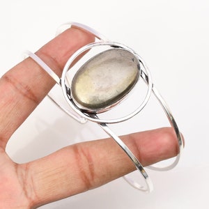 Golden Pyrite Cuff 925 Sterling Silver Bangle Golden Pyrite Gemstone Bracelet Handmade Golden Pyrite Silver Jewelry Bracelet For women