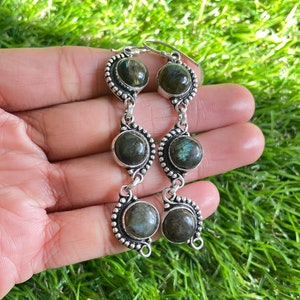 Labradorite Earrings Labradorite 925 Sterling Silver Gemstone Handmade Earring Labradorite Dangle Earrings For Women Earrings For Gift