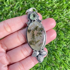 Prehnite Pendant 925 Sterling Silver Pendant Prehnite Gemstone Pendant Handmade Silver Gemstone Jewelry Prehnite Pendant For Necklaces