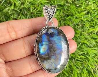 Labradorite 925 Sterling Silver Pendant Jewelry Labradorite Birthstone Handmade Chakra Alignment Pendant For Necklaces Women Christmas Gift