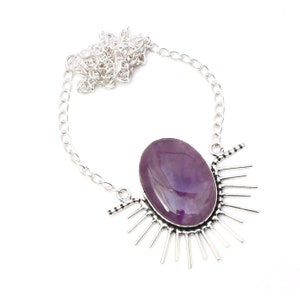 Amethyst Necklace Amethyst Gemstone Necklace 925 Sterling Silver Necklace Amethyst Silver Jewelry Handmade Amethyst Gemstone Jewelry