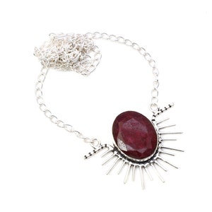 Ruby Necklace Ruby Gemstone Necklace 925 Sterling Silver Necklace Ruby Silver Jewelry Ruby  Jewelry For Her