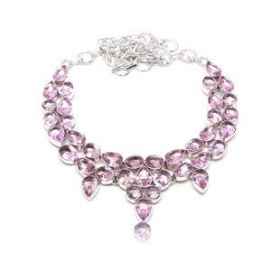 Pink Kunzite Necklace Pink Kunzite Gemstone Necklace 925 Sterling Silver Necklace Pink Kunzite Silver Jewelry Handmade Kunzite stone Jewelry