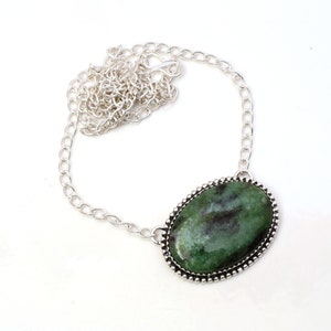 Ruby Zoisite Necklace Ruby Zoisite Gemstone Necklace 925 Sterling Silver Necklace Ruby Zoisite Silver Jewelry Ruby Zoisite Jewelry For Her