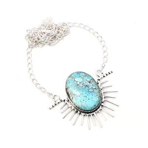 Turquoise Necklace Turquoise Gemstone Necklace 925 Sterling Silver Necklace Turquoise Silver Jewelry Handmade Turquoise  Gemstone Jewelry