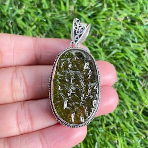 Handmade Moldavite Pendant: 925 Sterling Silver Gemstone Jewelry