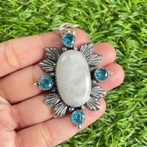 Moonstone Pendant 925 Sterling Silver Pendant Moonstone Gemstone Pendant Handmade Silver Gemstone Jewellery Moonstone Pendant For Necklaces