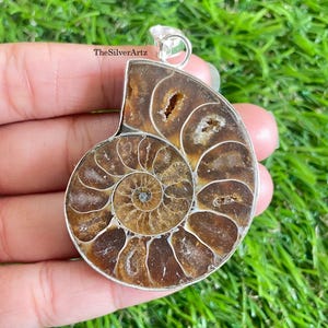 Ammonite Pendant: Handmade 925 Sterling Silver Gemstone Jewelry