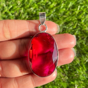 Garnet Pendant 925 Sterling Silver Pendant Red Garnet Gemstone Pendant Handmade Silver Gemstone Jewelry Red Garnet For Necklace Women