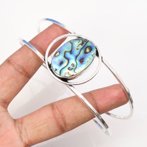 Abalone schelp manchet 925 sterlingzilveren armband Abalone schelp edelsteen armband handgemaakte sieraden armbanden voor vrouwen