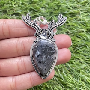 larvikite Deer Pendant 925 Sterling Silver Pendant larvikite Gemstone Pendant Handmade Gemstone Jewelry larvikite Pendant For Necklcaes
