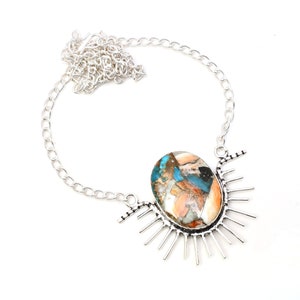 Spiny Oyster Necklace Spiny Oyster Gemstone 925 Sterling Silver Necklace Spiny Oyster Jewelry Handmade Spiny Oyster Jewelry Necklace