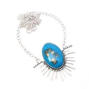 Turquoise Necklace Turquoise Gemstone Necklace 925 Sterling Silver Necklace Turquoise Silver Jewelry Handmade Turquoise  Gemstone Jewelry