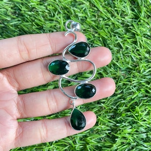 Green Onyx Pendant 925 Sterling Silver Pendant Onyx Gemstone Pendant Handmade Silver stone Jewelry Onyx Silver Pendant For Necklaces Women