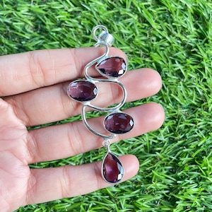 Amethyst Pendant 925 Sterling Silver Pendant Amethyst Handmade Silver Gemstone Jewelry Amethyst Necklaces for Women Gift for her Jewellery