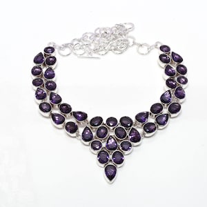 Amethyst Necklace Amethyst Gemstone Necklace 925 Sterling Silver Necklace Jewelry Handmade Amethyst Gemstone Jewelry For Gift
