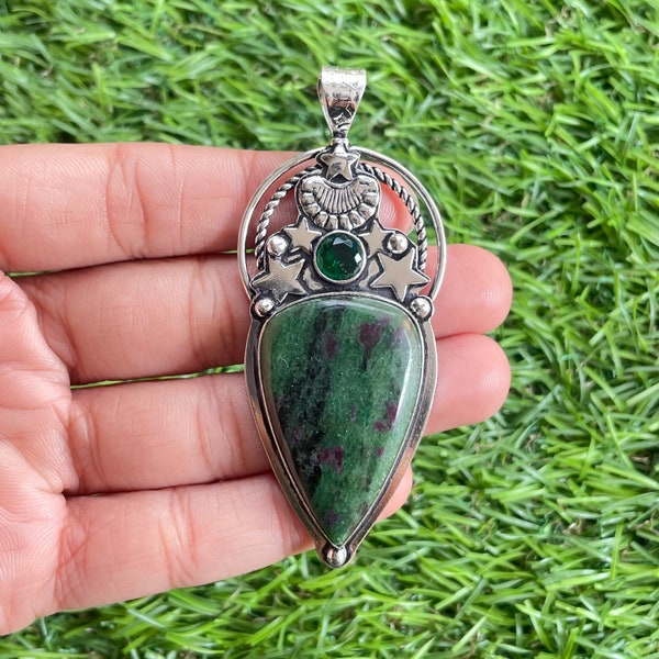 Ruby Zoisite Pendant 925 Sterling Silver Pendant Ruby Zoisite Gemstone Pendant Handmade Silver Gemstone Jewelry Zoisite Pendant For Necklace