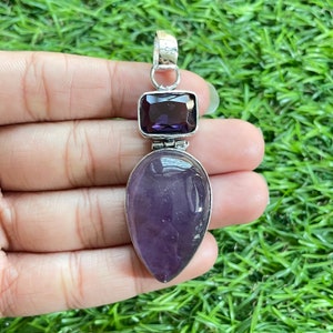 Amethyst Pendant 925 Sterling Silver Pendant Amethyst Gemstone Pendant Handmade Silver Gemstone Jewelry Amethyst Pendant For Necklaces Women