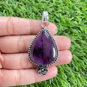 Amethyst Pendant 925 Sterling Silver Pendant Amethyst Gemstone Handmade Silver stone Jewelry Amethyst Silver Handmade Pendant For Necklaces