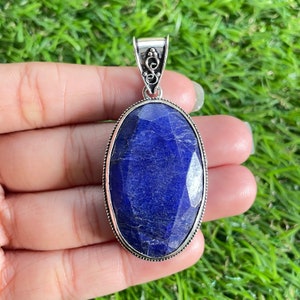 Blue Sapphire Pendant 925 Sterling Silver Pendant Blue Sapphire Gemstone Handmade Silver Jewelry Sapphire Silver Pendants For Necklace Women