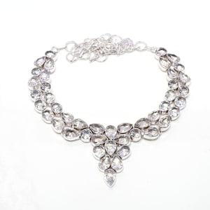 White Topaz  Necklace White Topaz Gemstone Necklace 925 Sterling Silver Necklace White Topaz Silver Jewelry Handmade Topaz stone Jewelry