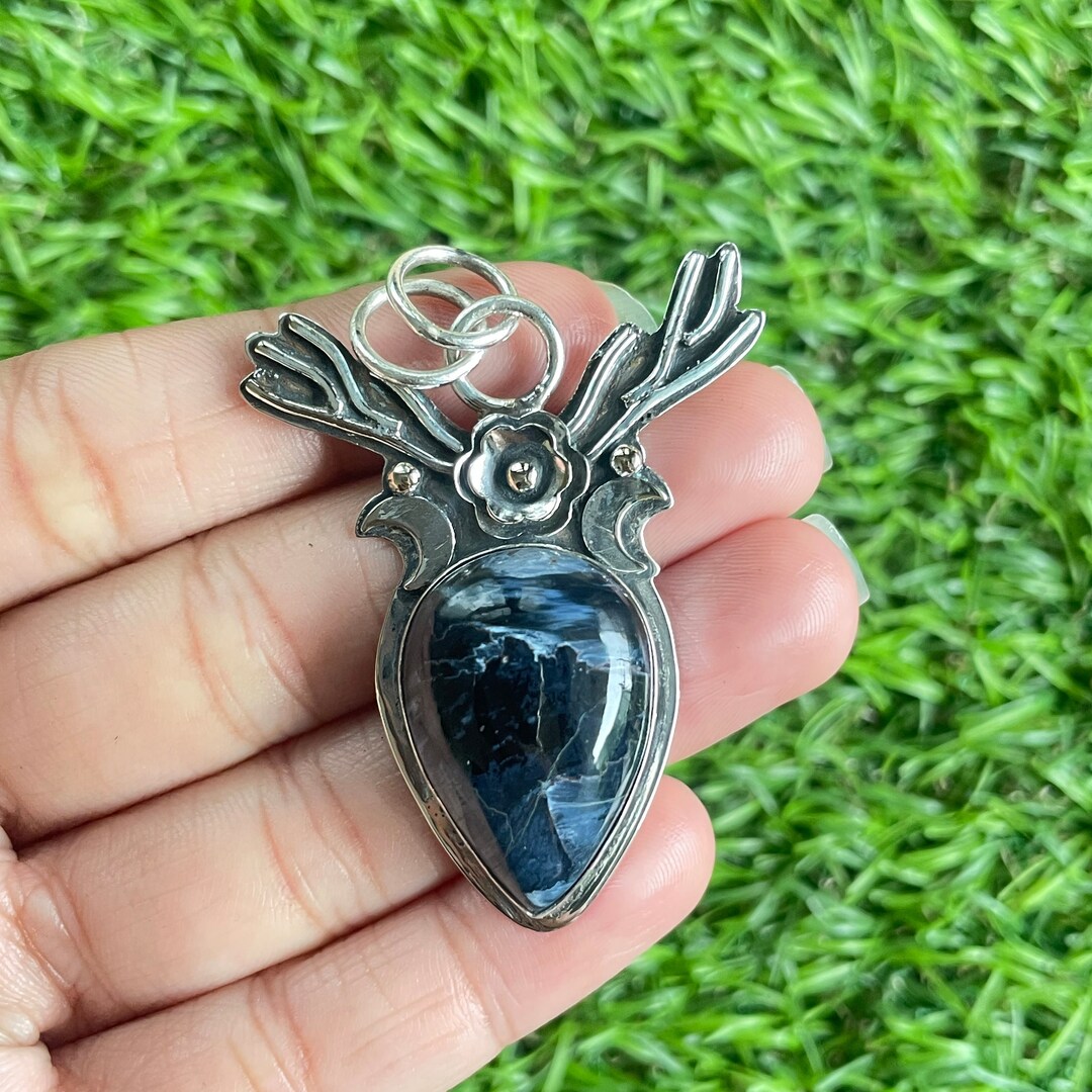 Pietersite Deer Pendant 925 Sterling Silver Pendant Pietersite Gemstone
