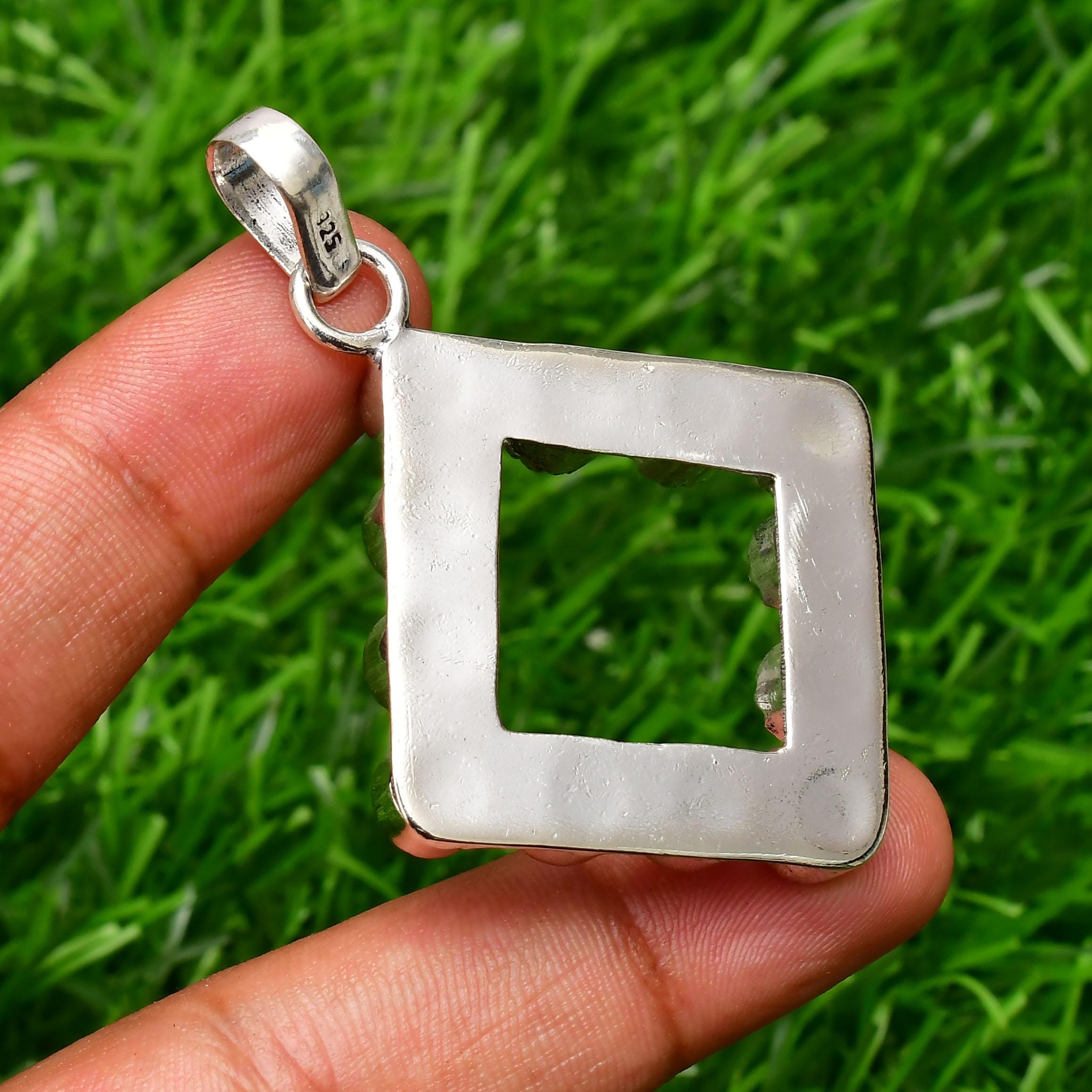 Pendentif Argent 925 Fait Main – Pierre Morganite Pêche – Bijou Ajustable Inde