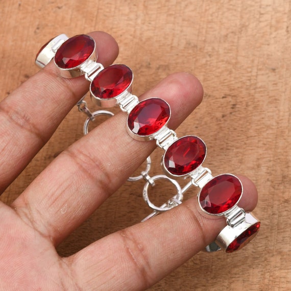 Garnet and silver bracelet discount