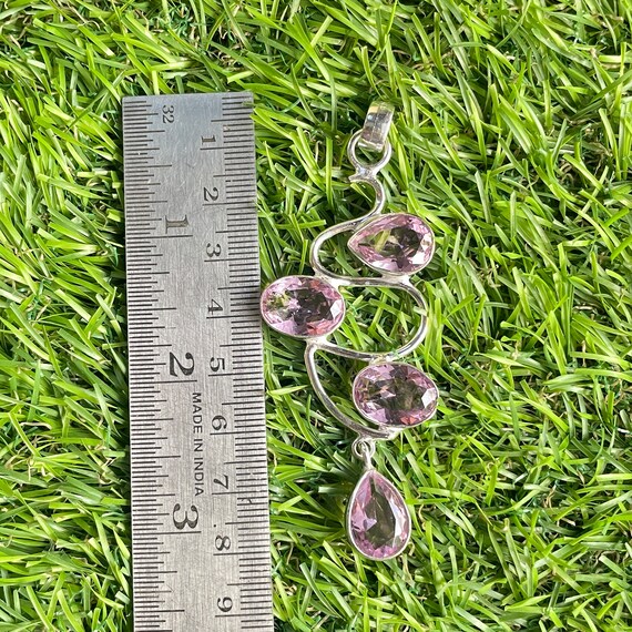 Pendentif En Argent Sterling 925 Avec Kunzite - Fait Main, Réglable - Neuf Sans Emballage