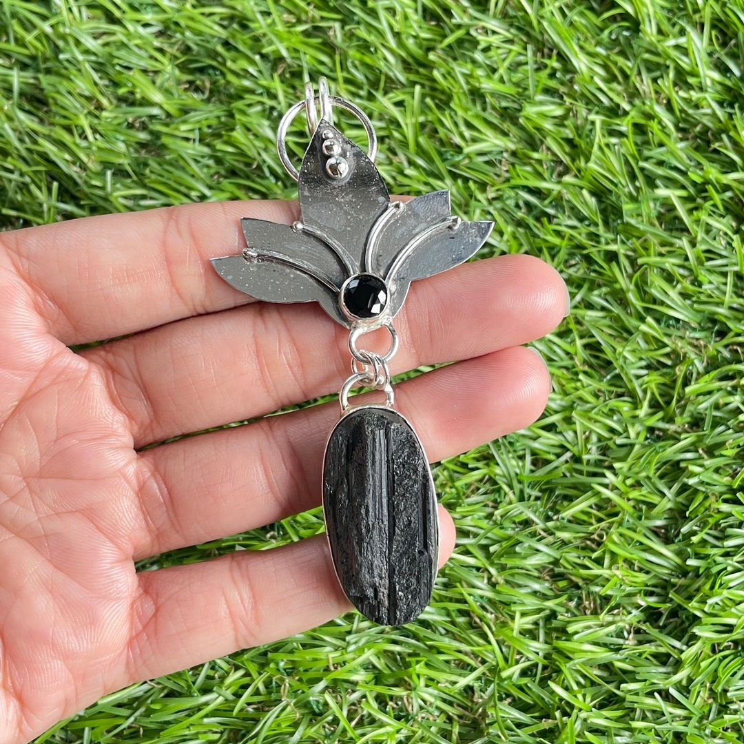 Black Tourmaline Pendant 925 Sterling Silver Pendant Gemstone